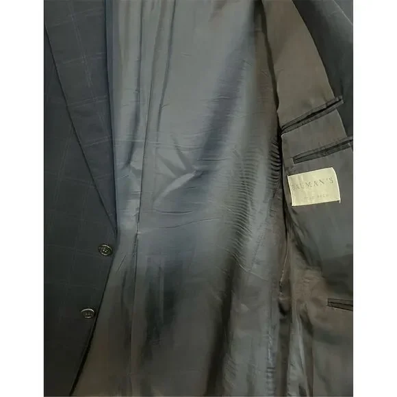 Ermenegildo Zegna Men's 52R Blue Wool Plaid Blazer Formal Designer Business - Picture 7 of 15